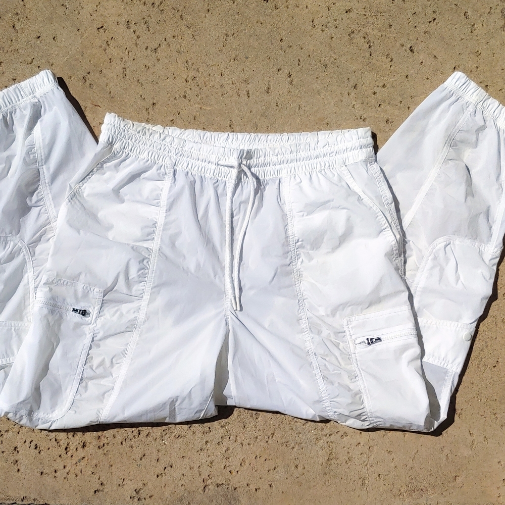 Athleta Women's Size 10 Parachute Cargo Pants Joggers White Athletic Workout